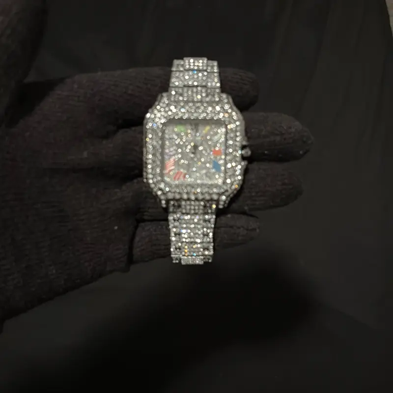 Moissanite Luxury Watch for Youth - High-Gloss Finish & Diamond Tester Pass - Fully Moissanite Design - Customer Assurance & Refund Policy