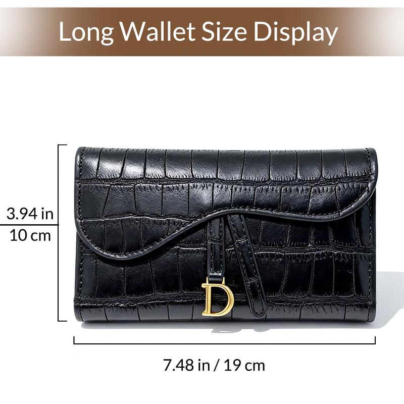 Crocodile Embossed Wallet with Gold Charm Women's PU Leather Card Holder Clutch Stylish Compact Wallet for Daily & Casual Use Burgundy