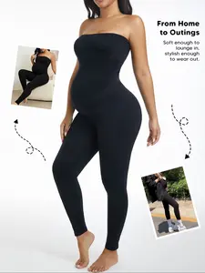 Maternity Strapless Bodysuit One Piece Jumpsuit, Seamless High Stretch Pregnancy, Soft Supportive over Belly Design, Casual Fall&winter, Prenatal Maternity Clothing