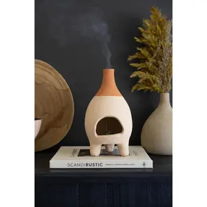 Ivory Dipped Tabletop Clay Chiminea Insense Burner