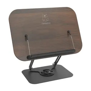 Book Stand for Reading, Adjustable Book Reading Stand with 360° Rotating Base & Page Clips, Foldable Cookbook Stand Recipe Book Holder with Elastic Page Clips for Music Scores, Tablet school equipment home school