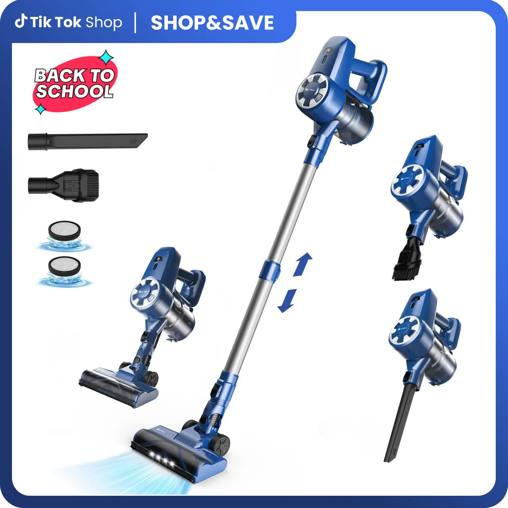 [LaborDaySale]Cordless Vacuum,Lightweight Stick Canister Vacuum,Powerful Suction,Crevice Tool, 40-Minute Runtime, Great for Home/Car on Rugs, Hardwood