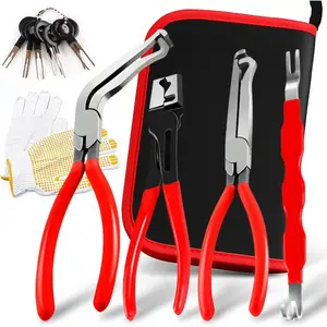 Automotive Electrical Disconnect Pliers Set with Storage Box, 4-Piece Connector Separator & Terminal Removal Tool for Mass Air Flow Sensors, Fuel Injectors, Straight & 60° Jaw