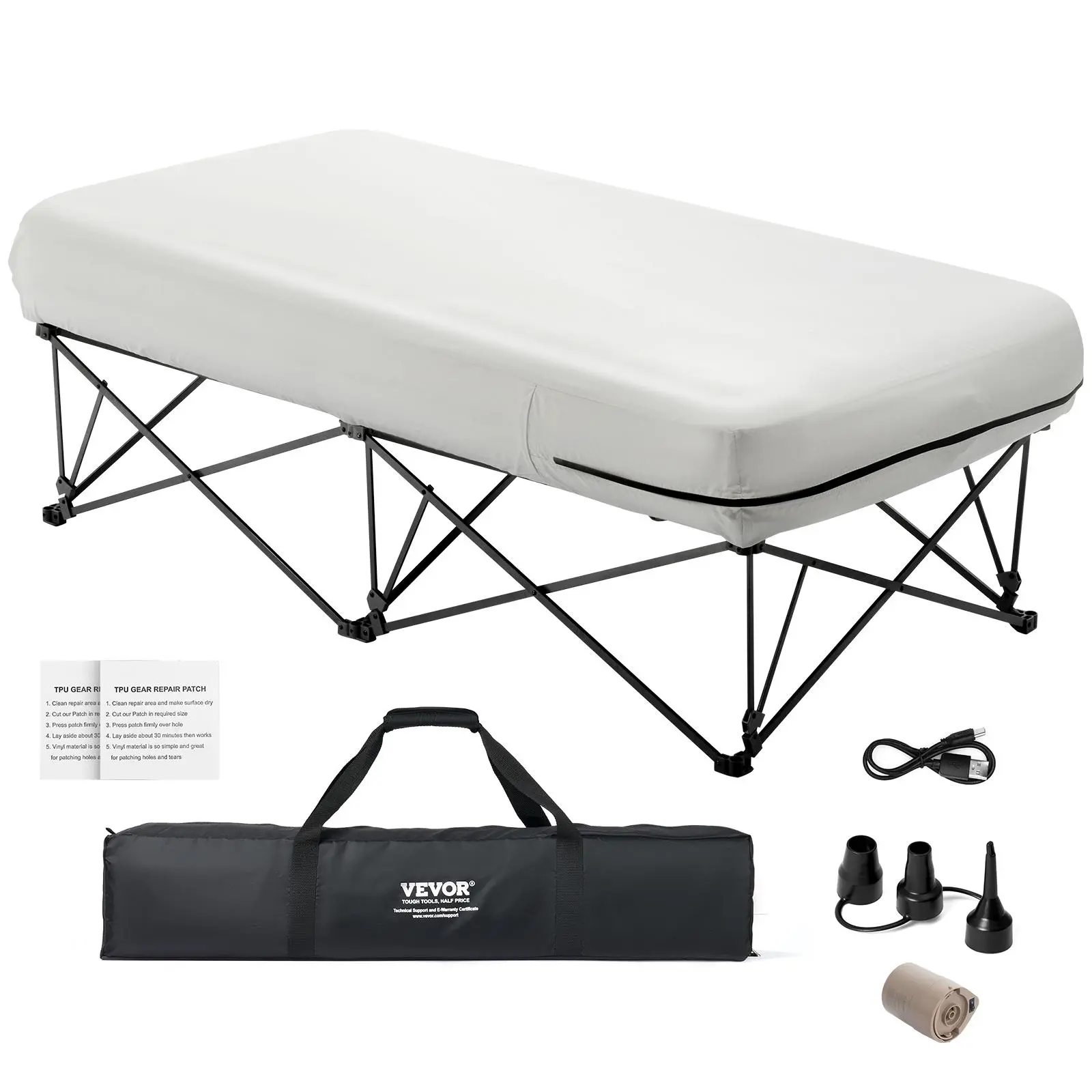 Spring new arrivals Air Mattress with Frame & Pump 1 Person Blow Up Camping Mattress 300lbs