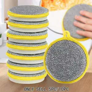 Double-Sided Dishwashing Sponge Set, Reusable Kitchen Cleaning Pads with Steel Wool Back, Durable and Long-Lasting, Ideal for Plates and Surfaces