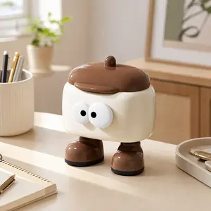1 Piece, Cartoon Big Eye Multifunctional Storage Box with Dustproof Lid, Separated Compartment for Desktop Stationery Small Item Home Office Organization