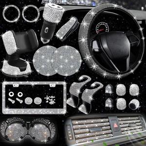 rhinestone car decoration set for fall, steering wheel cover & license plate frame & coaster & hook for bmw i8, vehicle automotive accessories, interior, car accessories