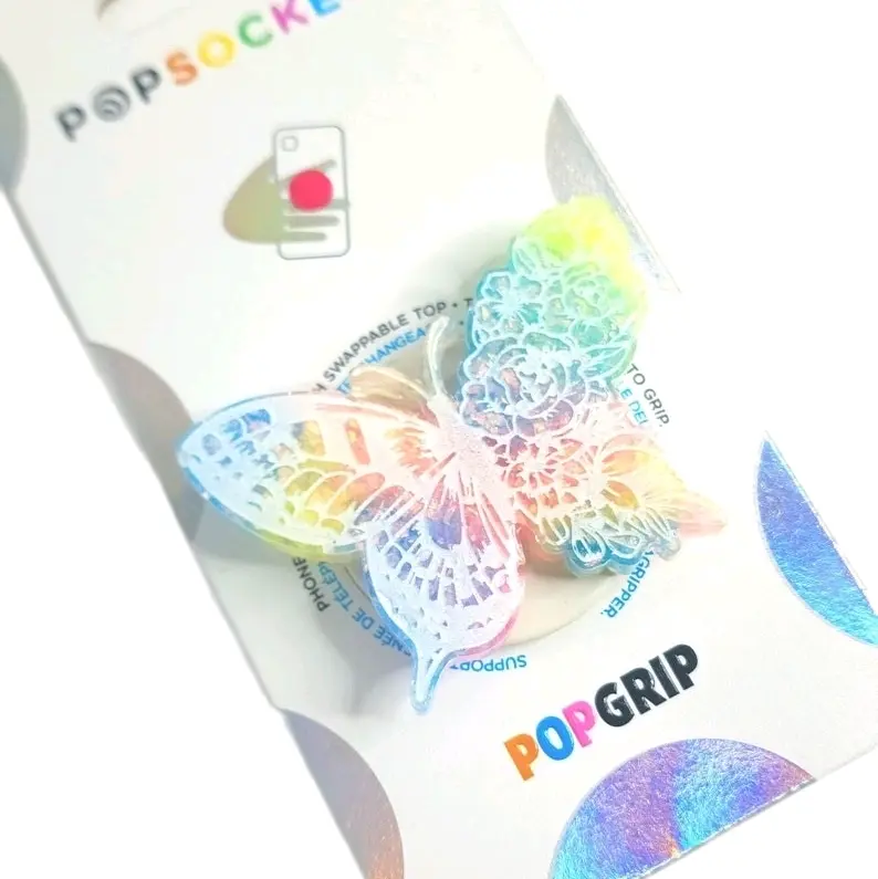 Glitter Holographic Rainbow Butterfly Popsocket Popgrip for Phone Accessories Cellphone Mount Smartphone Stand