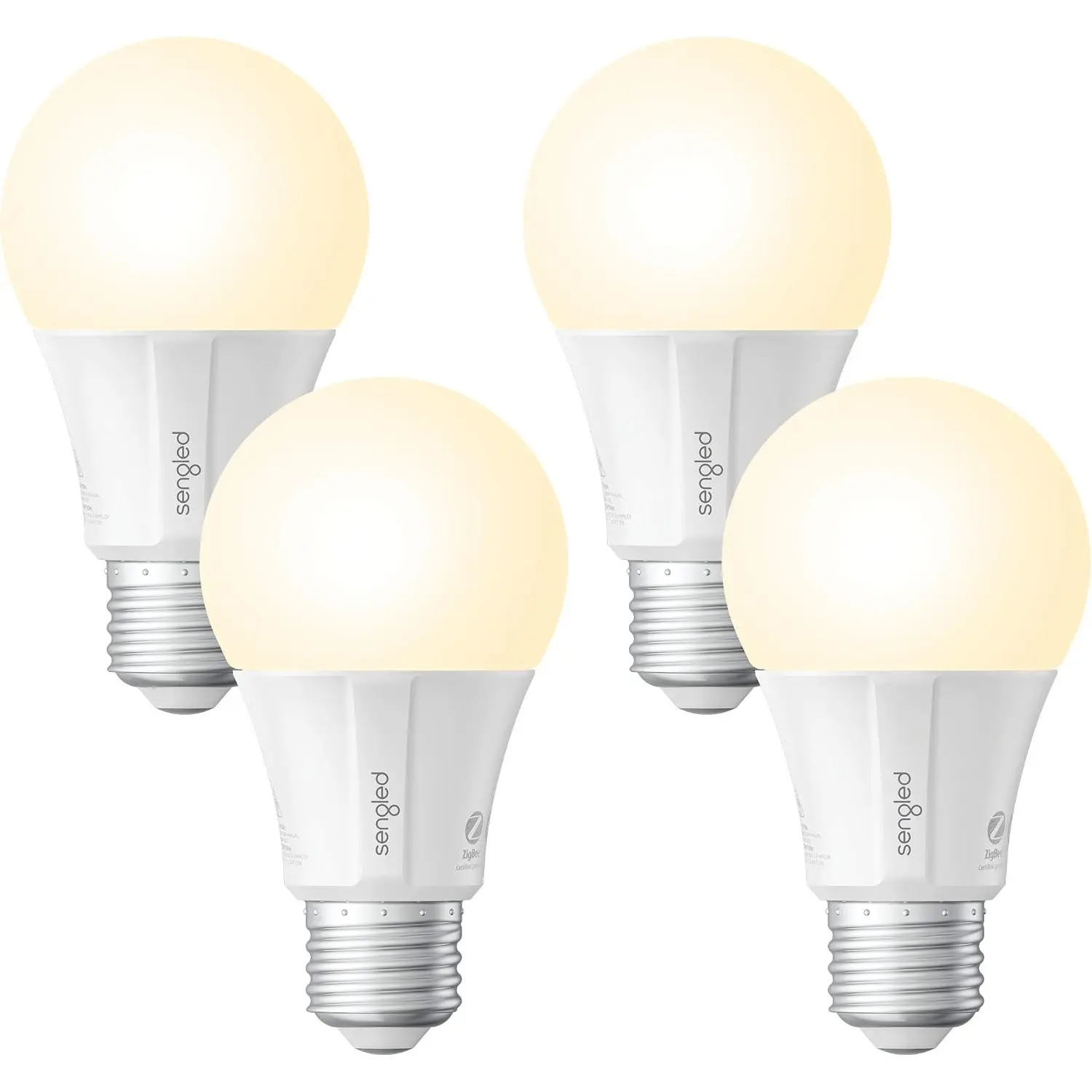 Smart Light Bulbs, Zigbee Hub Required, Works with Alexa and SmartThings, Voice Control with Google Home and Echo with built-in Hub, Soft White 60W Equivalent A19 Dimmable Smart Bulbs, 4-Pack