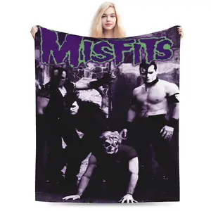 Misfits band themed printed flannel blanket, soft and comfortable, suitable for all seasons, suitable for living room, office, travel, ideal gift