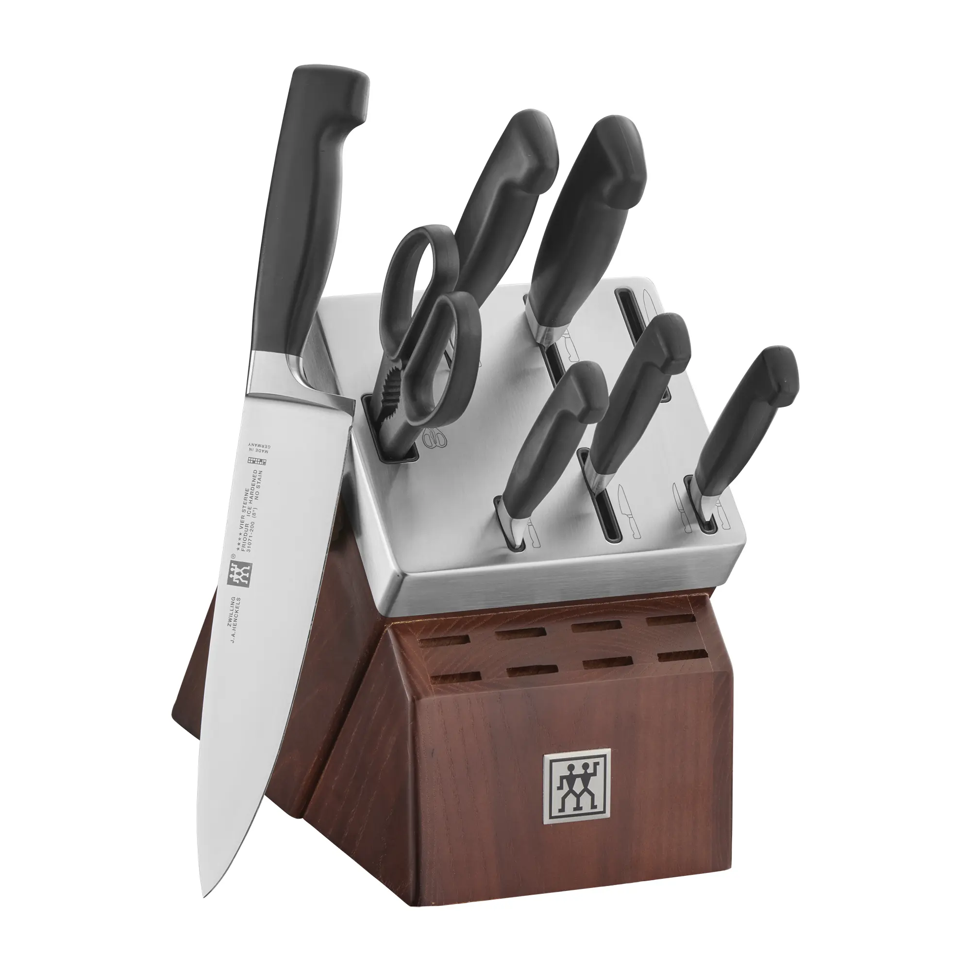 ZWILLING Four Star 8-pc Self-Sharpening Knife Block Set, brown block