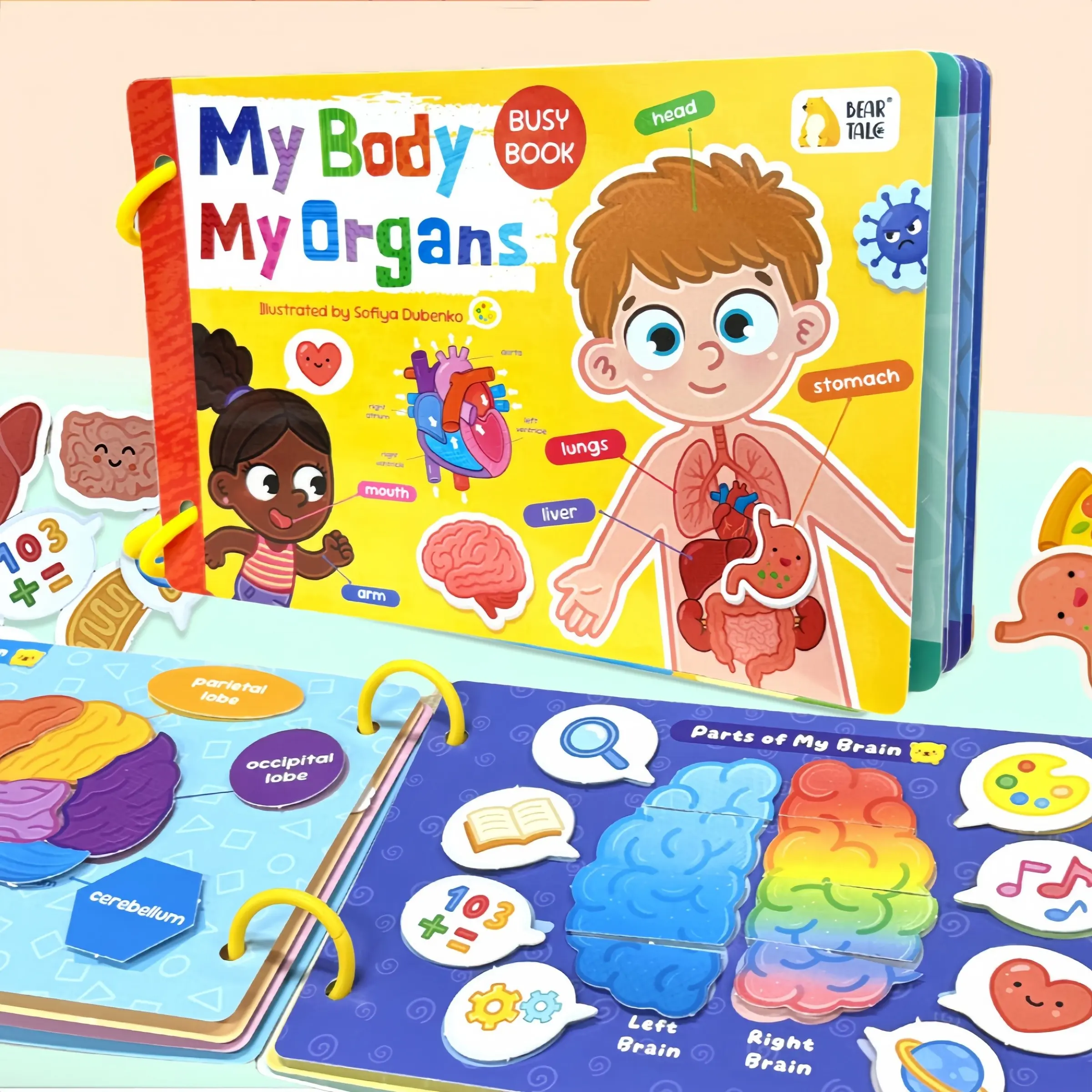 Baby Body Structure Theme Cognitive Busy Book, Durable Waterproof Hardboard Early Learning Book, Parent-Child Interaction & Kindergarten Use, Paper Book, Visual Learning Tools