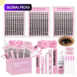 Mixed Length False Eyelash Kit, Diy Eyelash Extensions, Three boxes Manga Eyelash Extensions with Glue & Remover & Tweezers & Brush & Headband & Wristband, Eye Makeup Tool, Cosmetic Gift for Girl #GLOBAL PICKS