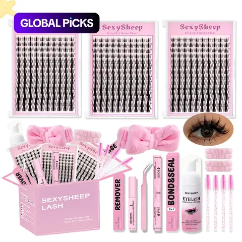 Mixed Length False Eyelash Kit, DIY Manga Eyelash Extensions, 3 Boxes Eyelash Clusters with Bond & Seal Glue, Remover, Tweezers & Wristband, Cluster Eyelash Set, Eye Makeup Tool, Cosmetic Gift for Girls, Cluster False Eyelashes #GLOBAL PICKS