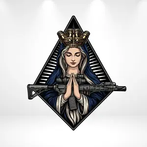 Sacred Guardian Vinyl Sticker – Tattoo Style Religious Art, Pray & Protect, Waterproof Decal