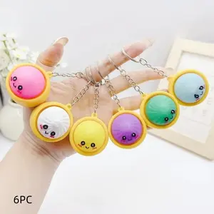 Mini Shiny Dumpling Keychain Charm, Cute Soft Silicone Fidget Toy, Colorful Stress Relief Pendant, Party Favors & Gifts