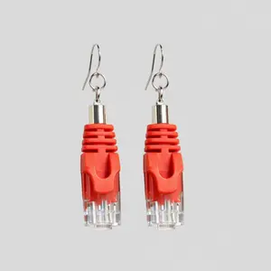 Ethernet Cable Earrings |  Data Drip - Red