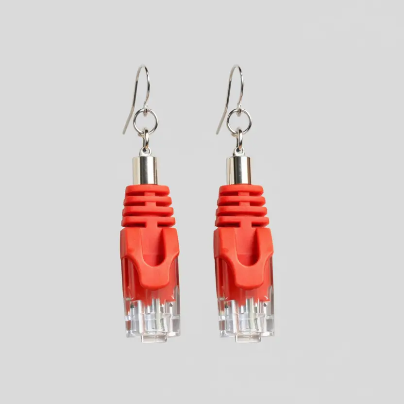 Ethernet Cable Earrings |  Data Drip - Red