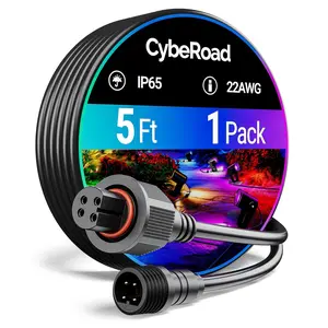 5FT Extension Cable for Govee Outdoor Flood Lights and Spot Lights, Waterproof 4-Pin Extension Cord for Govee H7057, H7058, H7060, H7062, H7093, H7094, H7065, H7066, Black (5FT-1 Pack)