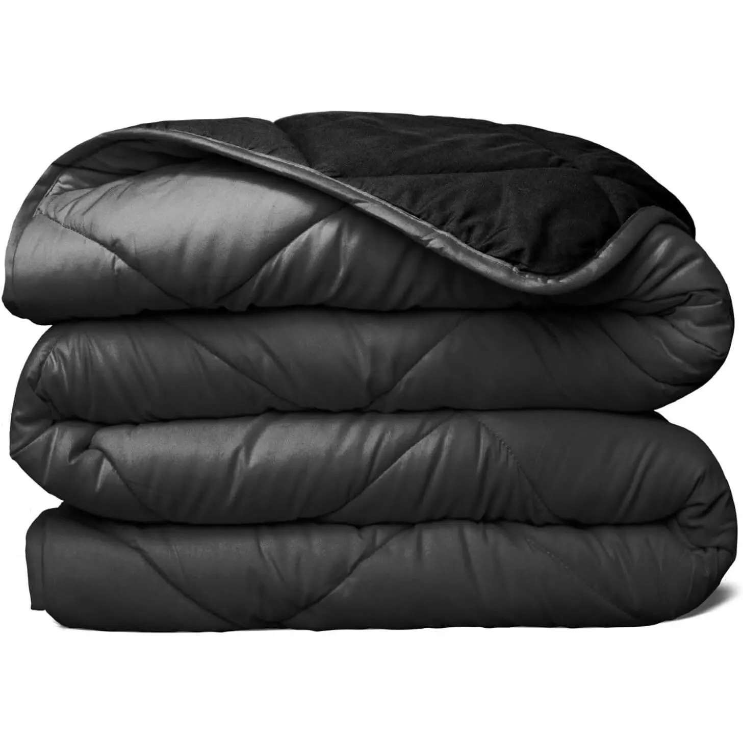 Reversible Down Alternative Quilted Comforter with Corner Tabs-All-Season, Plush Microfiber Fill, Machine Washable (Black/Gray, Full)