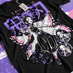 Demon Slayer Anime T-Shirt & Sweatshirt, Shinobu Kocho Butterfly Insect Hashira Graphic Tee, Vintage Oversized Unisex Streetwear, Gift for Men Women