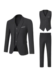 A Set Of Fashionable New Hot Selling Men's Suits, 3-Piece Men's Suit Jackets, Jackets, Pants, Slim Suits, Casual Boutique Business Solid Color Wedding Dresses,Formal Business Prom Casual Suit