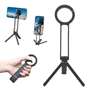 Magnetic Phone Stand for iPhone - Mini Foldabel Tripod - Pocket Size, Aluminium Smartphone Tripod Quick Mount Compatible with iPhone17 16 15 14 13 12