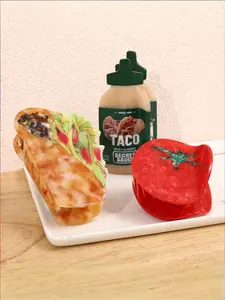 Personalized Taco Inspired Hair Clip, Unique Tomato & Taco Sauce Design, Fun Acetate Hair Accessory for Women