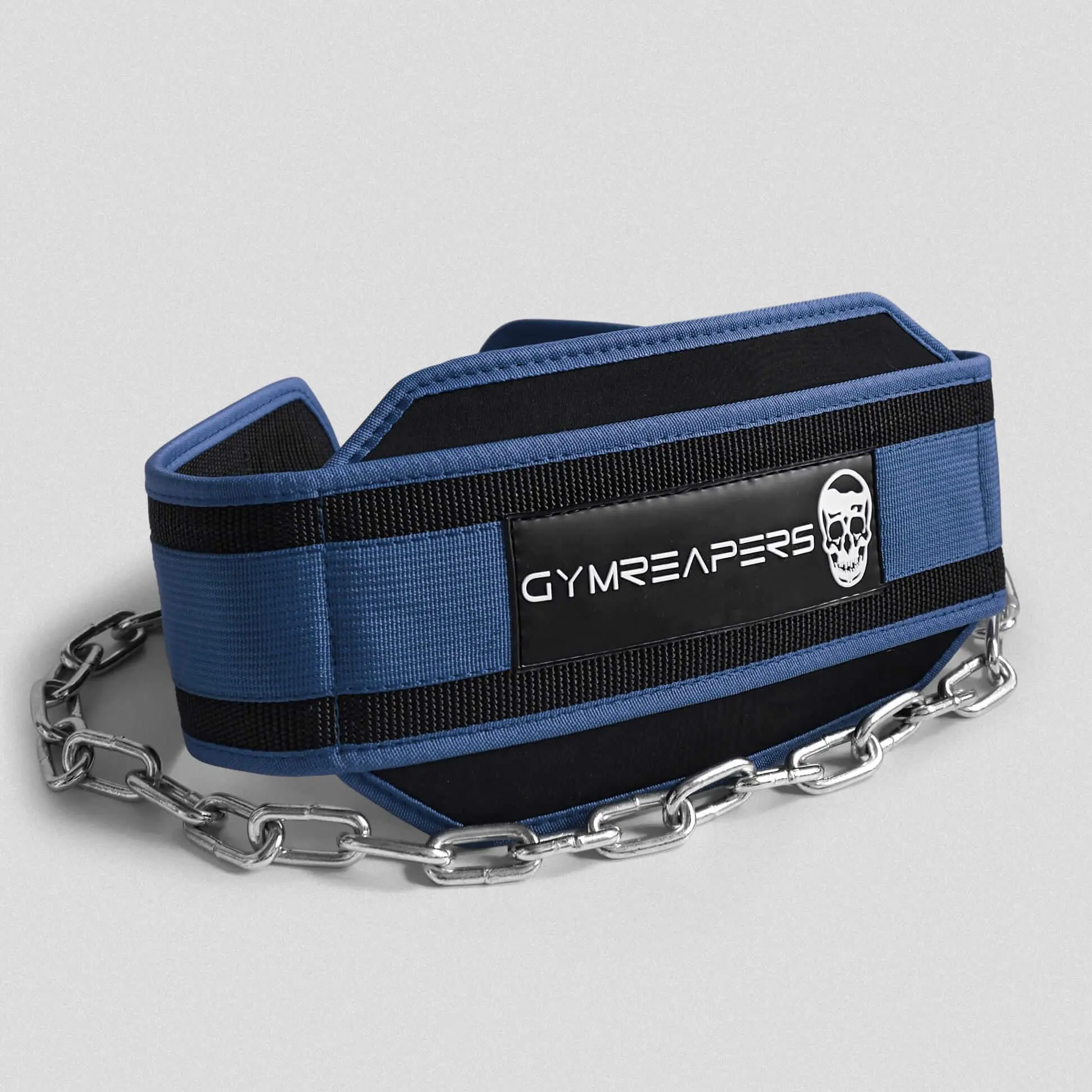 Contoured Dip Belt with Heavy-Duty 30-inch Steel Chain, Navy - Strength Training Equipment for Weighted Dips and Chin-Ups