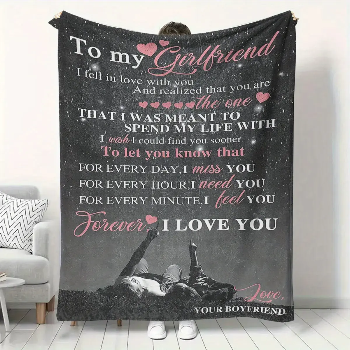 Gifts for Girlfriend to My Girlfriend Blanket Romantic Gifts for Her I Love You Throw Blankets Birthday Anniversary Blankets for Bed Sofa