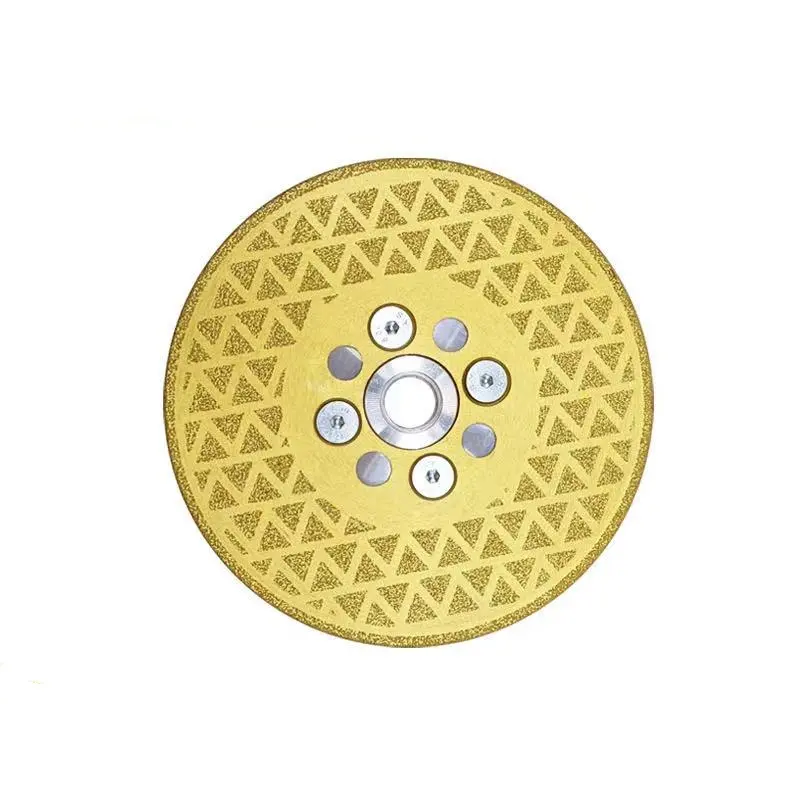 4.5 Inch Double‑Sided Electroplated Diamond Cutting Grinding Disc with 5/8‑11 Removable Flange Nut, Diamond Saw Blade for Angle Grinder, for Marble, Granite, Quartz, Concrete, Artificial Stone
