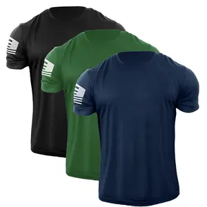 USA Flag 3-Pack Graphic Tee for Men - 100% Cotton Crewneck Short Sleeve T-shirt - Fabric, Menswear Casual Outfit