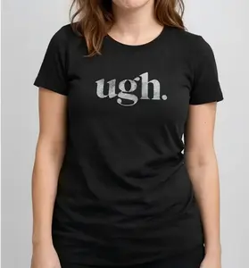 Womens Ugh. T Shirt Funny Sarcastic Eye Roll Graphic Novelty Vintage Tee Funny Womens T Shirts Cute Vintage Fashion Casual Ladies T-Shirt Gift Funny Introvert Top Women's Novelty Tees Black