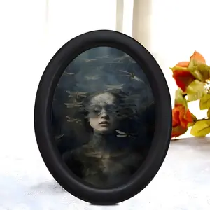 Mist Forest Dragonfly Girl Art Painting, Dark Literary Style, Atmospheric Desktop Decorative Piece, Unique Wall Decoration