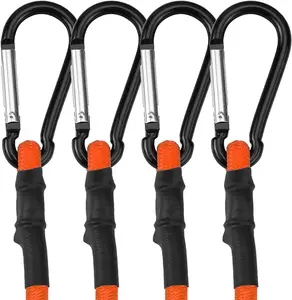 24 Inch Bungee Cords with Hooks – WORKPRO 4 Pack Heavy Duty Elastic Straps, Strong Rubber Rope for Cargo, Camping Gear, Bike Rack, RV, Transport & Storage (Orange)