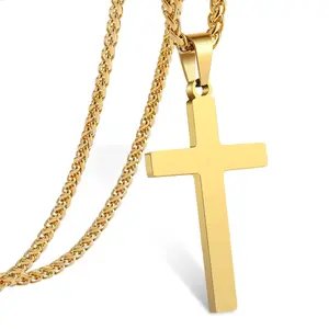 Cross Necklace for Men Blue Cross Pendant Stainless Steel Christian Chain 24 Inch,Stainless Steel Cross Pendant Chain Necklace for Men Women