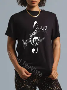 100% Cotton Unisex Music Notes Music Music Clef T-Shirt Graphic Casual Round Neck Tee