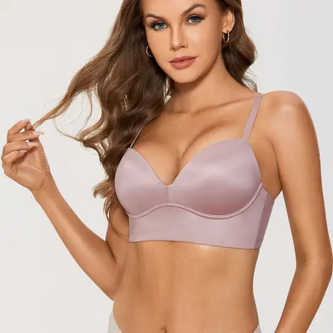 Women's Push Up Wireless Bra Padded T Shirt Bras No Underwire Plunge Bralette