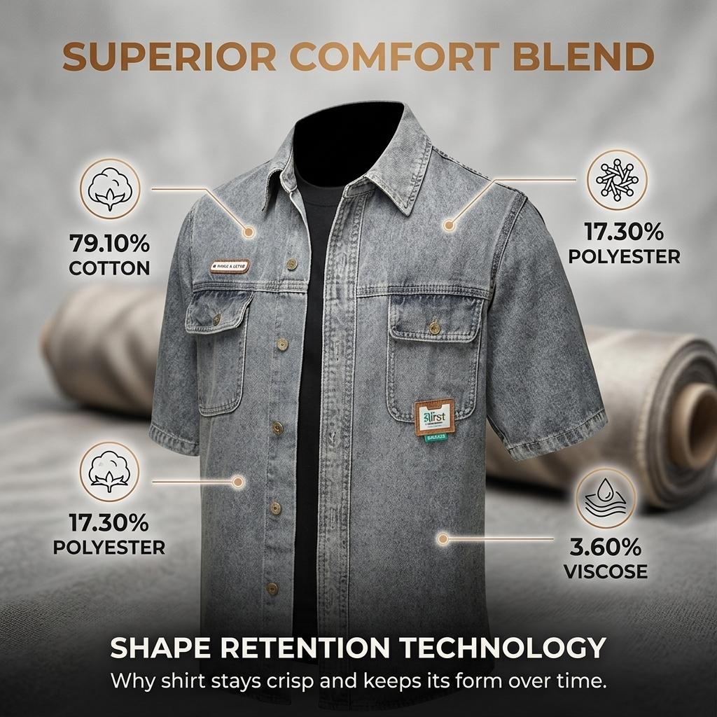 Men's  Washed Denim Shirt, Retro Distressed Biker  Shirt， Classic Trucker Shirt with Shoulder Stitching, Casual Button-Down Motorcycle Denim Shirt  for Men, Fashion Streetwear Denim Shirt for Daily Wear, Riding, Outdoor