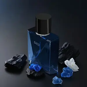 1.7 FL Oz (1.69 oz SACO) Men'S Cologne - Fresh Musk Scent With Floral And Citrus Notes, Everyday Wear And Special Occasions, Stylish Blue Bottle Design