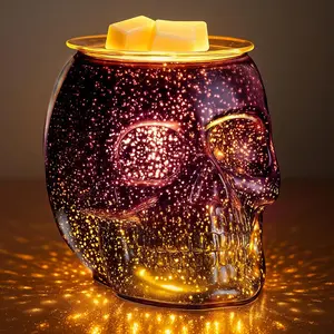 Wax Melt Warmer, Wax Warmer for Scented Wax with Light Bulb, Electric Skull Wax Burner, Halloween Fragrance Wax Melter for Home and Gifts