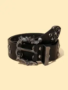 Unisex Vintage Fashion Belt, New High-End Rock Motorcycle Retro Handmade Versatile Small Batch Design Waistband, Men's & Women's Belts, Star Decorated Belt, Studded Belt Buckle, Punk Fashion Belt