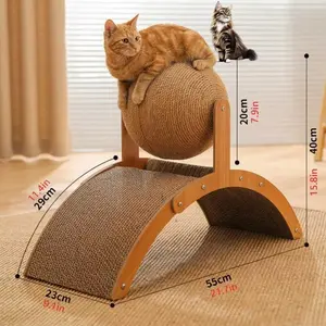 Cat puzzle bridge ball catching board, durable sisal rope, wooden frame, anti-climbing furniture, cat toys, pet supplies, ideal for kittens’ houses.