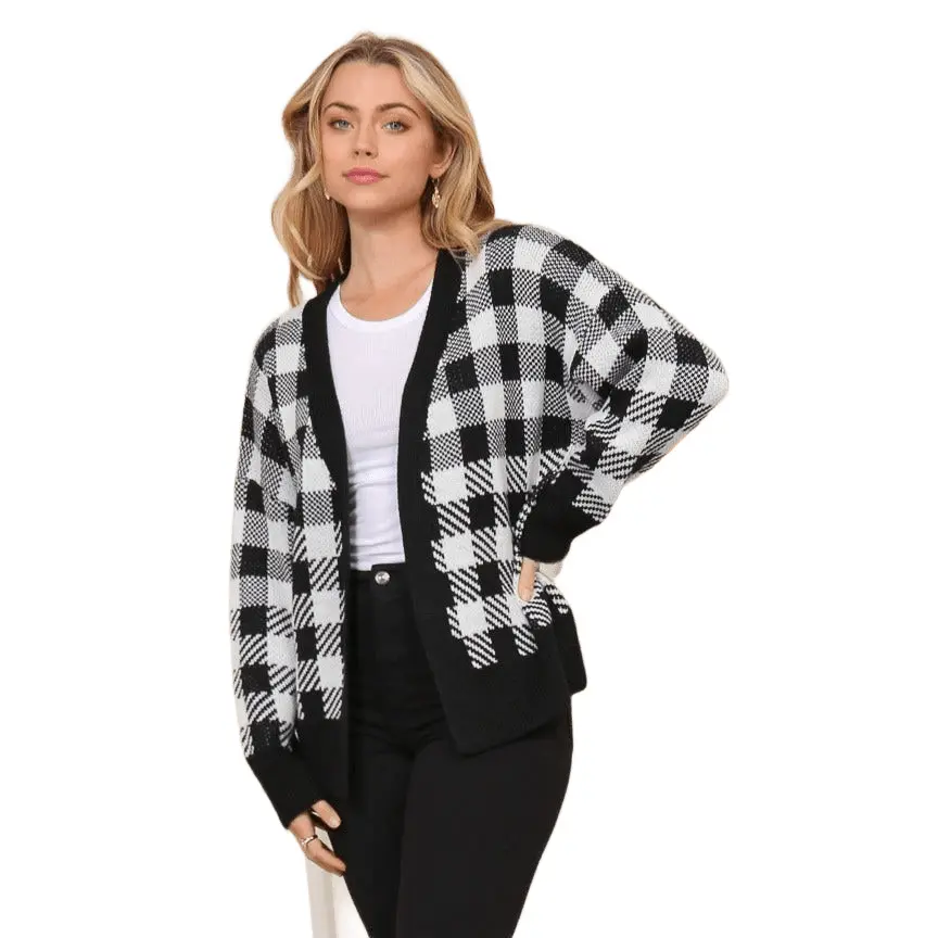 Checkered Black and White Cardigan