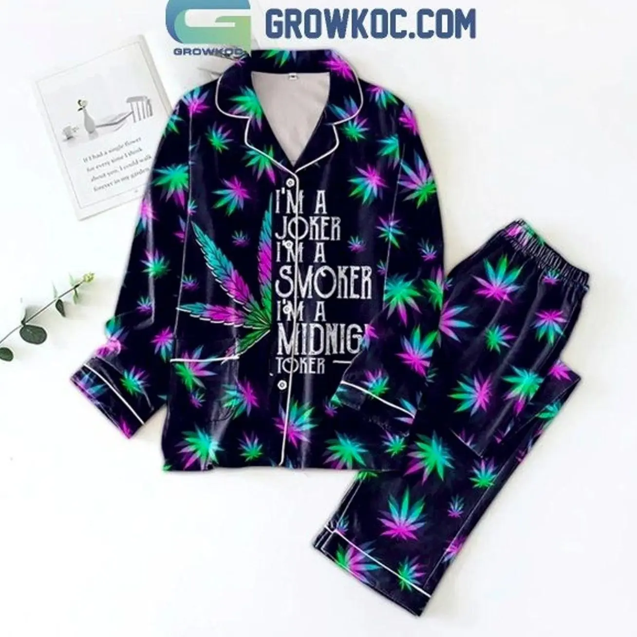 Steven Millers I’m A Joker I’m A Smoker I’m A Midnight Toker Polyester Pajamas Set