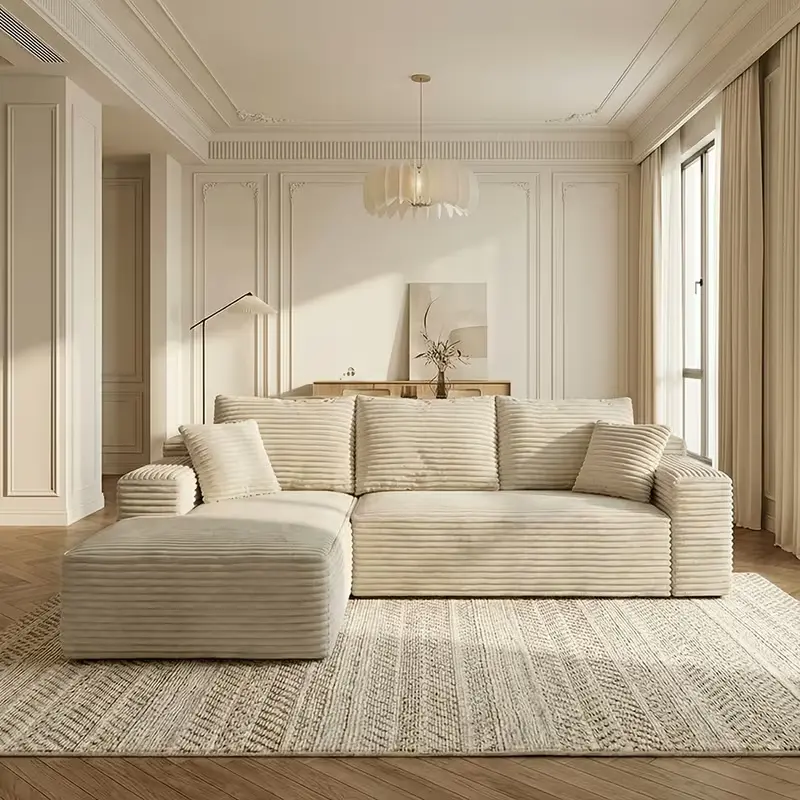 Beige-left-facing Chaise