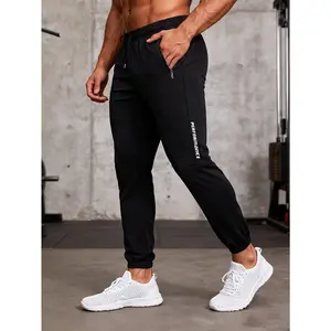 Men's American Style Drawstring Cuffed Sweatpants, Letter Printed Trendy Logo, Loose Ankle Sports Pants, Versatile Casual Trousers for Fitness Training Daily Commute