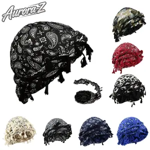 1/2PCS Viral Satin Lined Durag Turban, Silky Twist Strap Head Wraps for Hair Protection, Paisley Leopard Print Breathable Hair Bonnet, Adjustable Long Tail Head Scarf for Sleeping Daily Wear, Trendy Hip Hop Hair Accessory