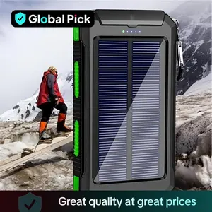 Portable Solar Power & USB Powered Bank, 1 Count Outdoor Solar Power Bank, Large Capacity Solar Power Bank with LED Light, Outdoor Camping Light
