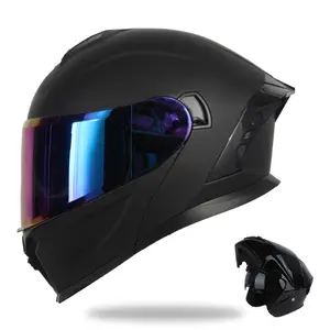 Motorcycle Facelift Full Face Helmet with Chin Lifting Dual Lenses, Large Tail Wing, Dazzling Colored Lenses, Motorcycle Helmet Visor, Suitable for All Seasons